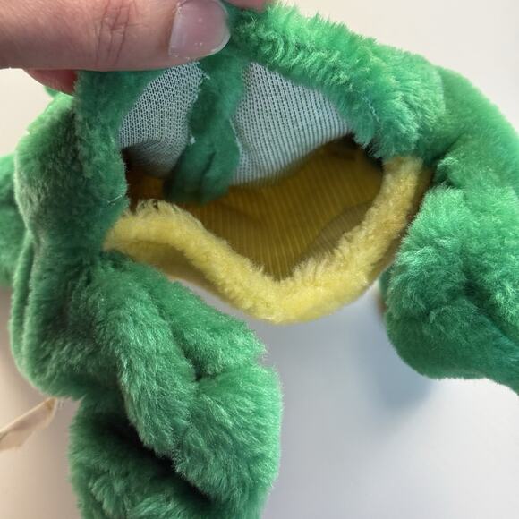 Rare Cute Vintage Green Plush Frog Hand Puppet Planet HTF Plastic Mouth Support - Picture 8 of 12